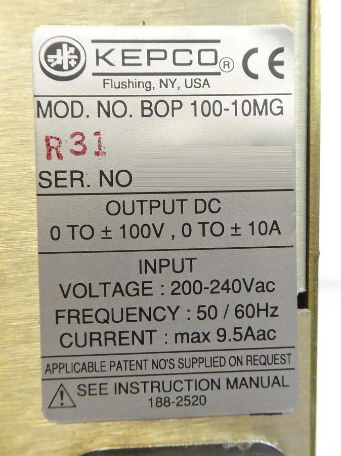 Used Kepco BOP 100-10MG High Power Bipolar Power Supply Bent Input Untested Spare