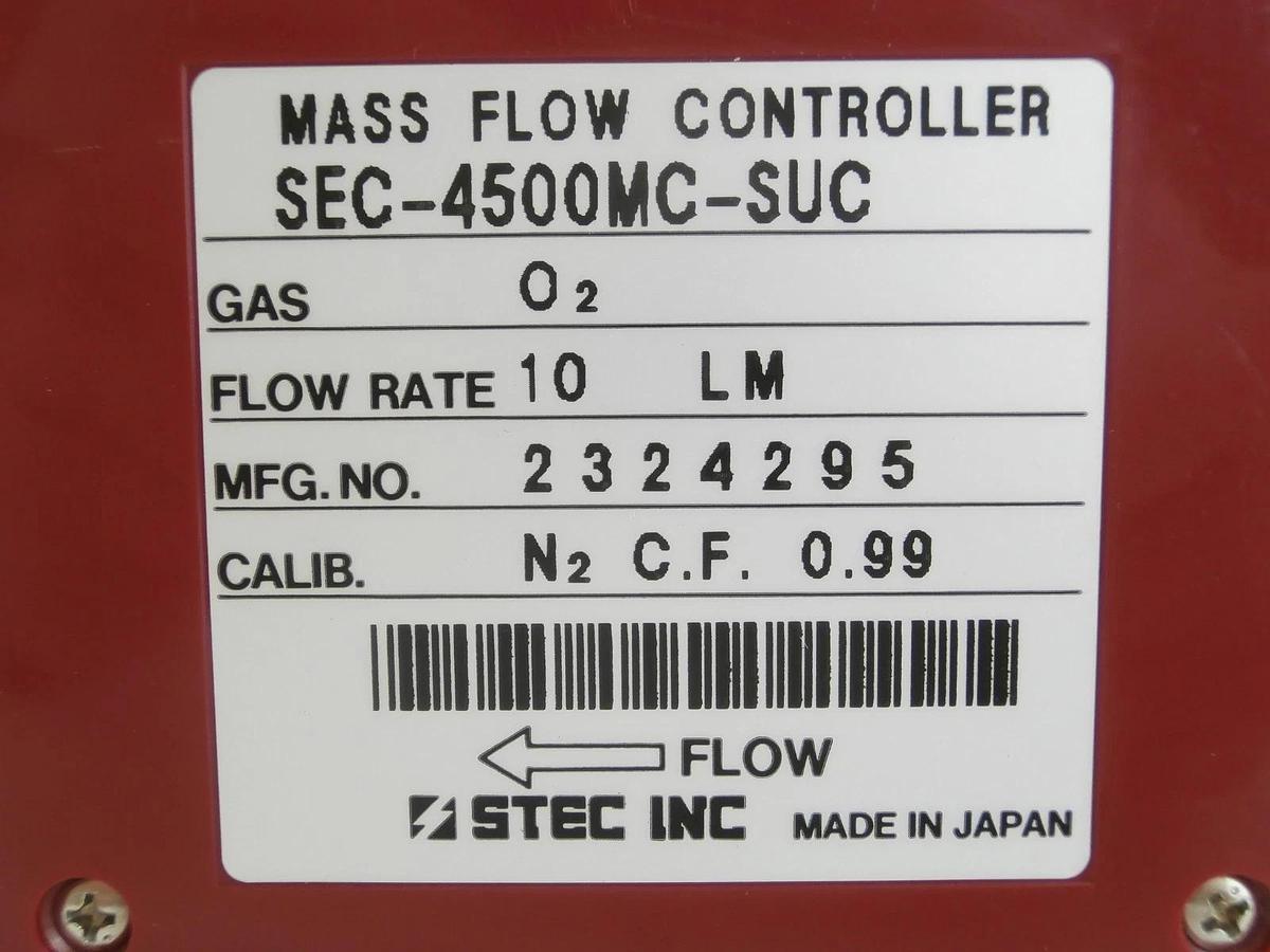 Used STEC SEC-4500MC-SUC Mass Flow Controller MFC SEC-4500 10 LM O2 Used Working