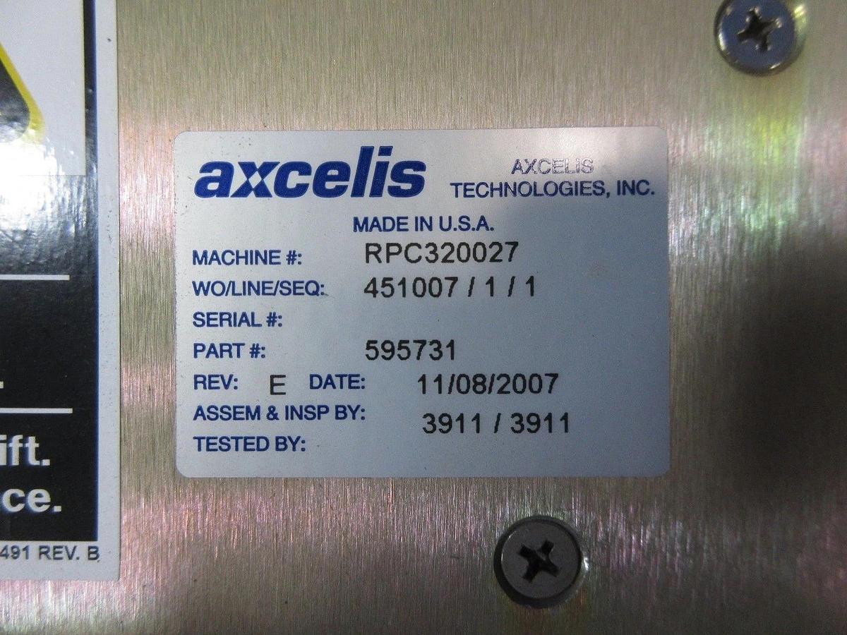 Used Axcelis Technologies 595731 Module Control RPC320027 Fusion PS3 Working
