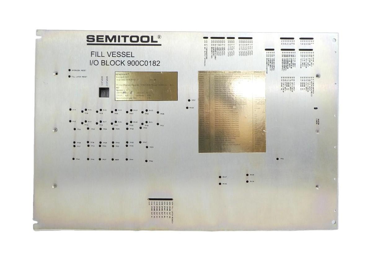 Used Semitool 900C0182 Fill Vessel I/O Block Chemical Delivery System Untested As-Is