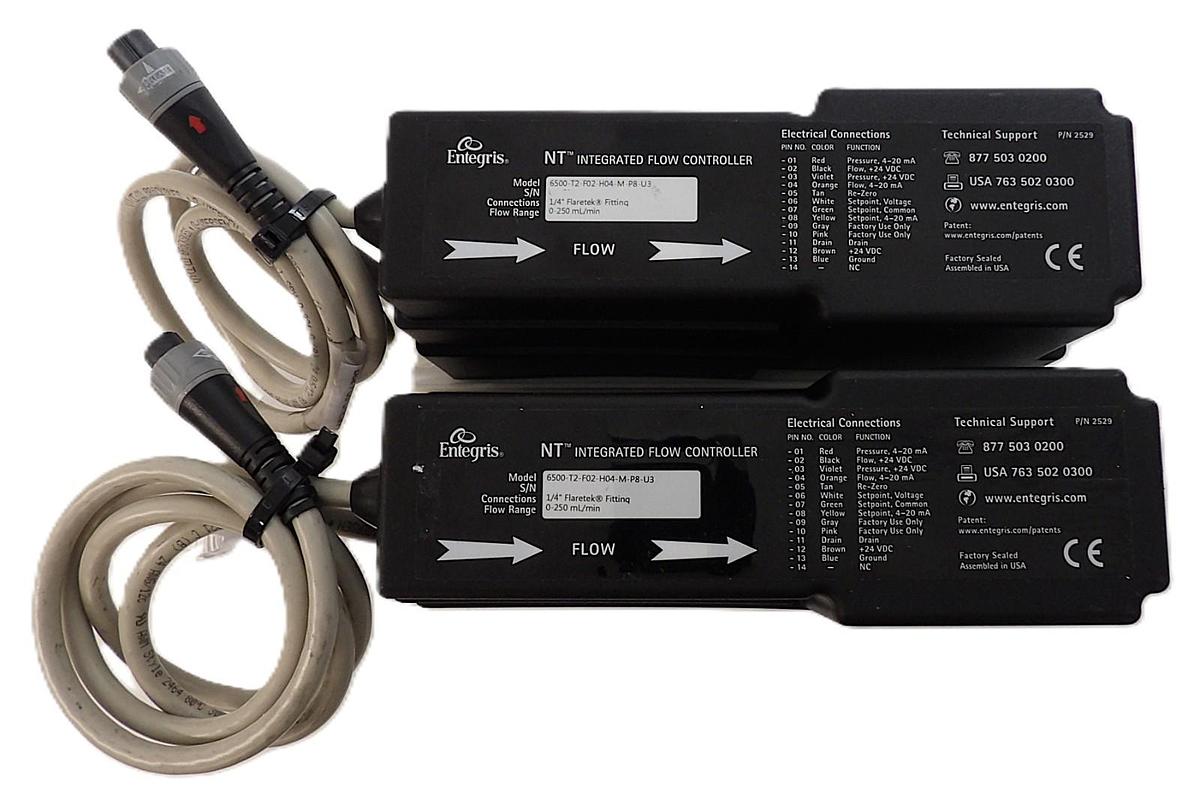 Used Entegris 6500-T2-F02-H04-M-P8-U3 NT Integrated Flow Controller Lot of 2 Surplus