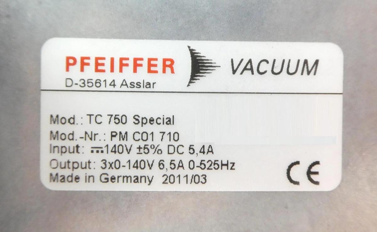 Used TPH 2301 PCTXS Pfeiffer PM P03 583 Turbomolecular Pump TC 750 Tested Working