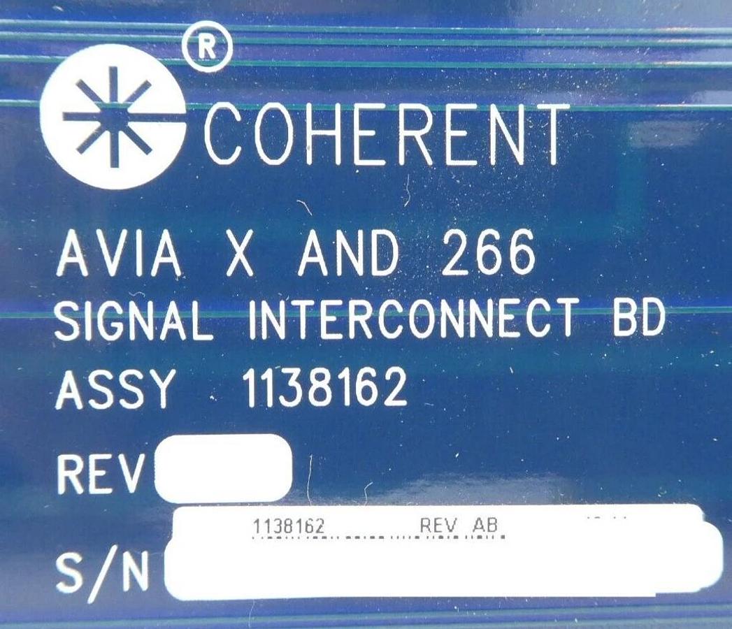 Used Coherent 1138162 AVIA X and 266 Signal Interconnect Board PCB Working Surplus