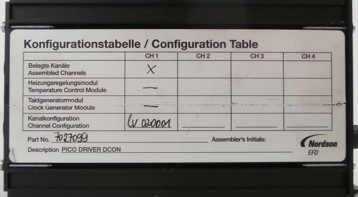 Used Nordson EFD 7027099 4-Channel PICO Driver Controller Samsung FSL-IW3MA2 Spare