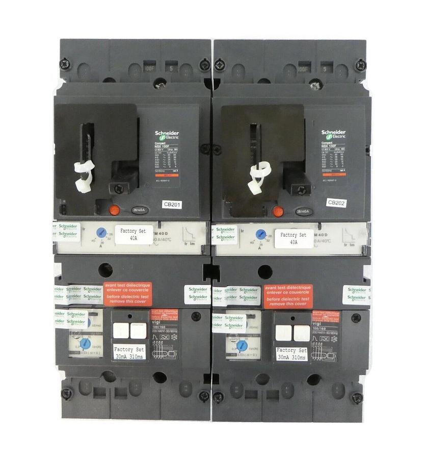 Used Schneider NSX 100-160-250 F/N/H/NA Circuit Breaker NSX 100F Lot of 2 Working