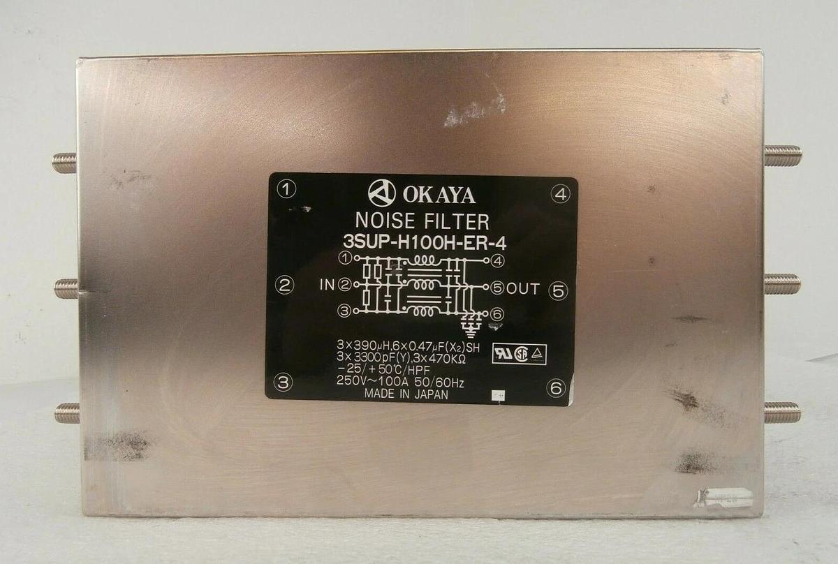 Used Okaya 3SUP-H100H-ER-4 Noise Filter Reseller Lot of 2 Working Surplus