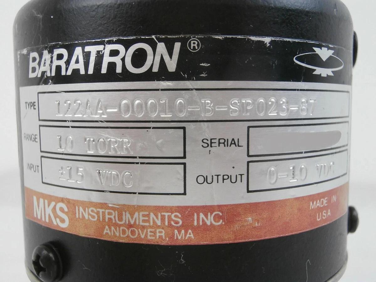 Used MKS Instruments 122AA-00010-B-SP023-87 Baratron Transducer Tested Working