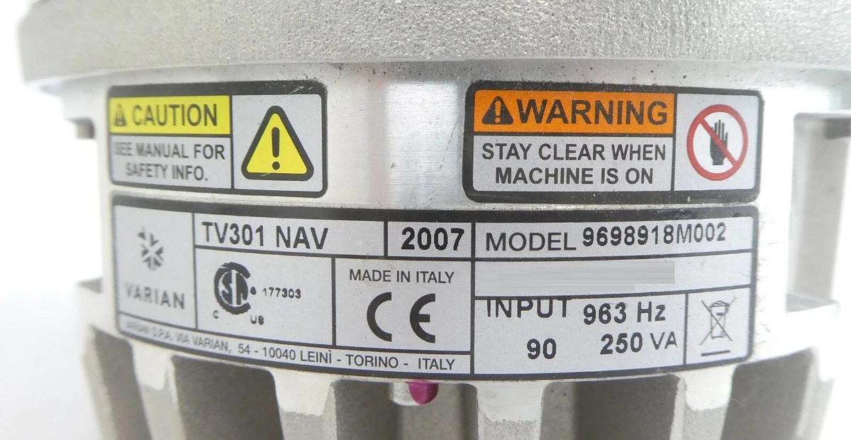 Used TV-301 NAV Navigator Varian 9698918M002 Turbomolecular Pump Turbo As-Is