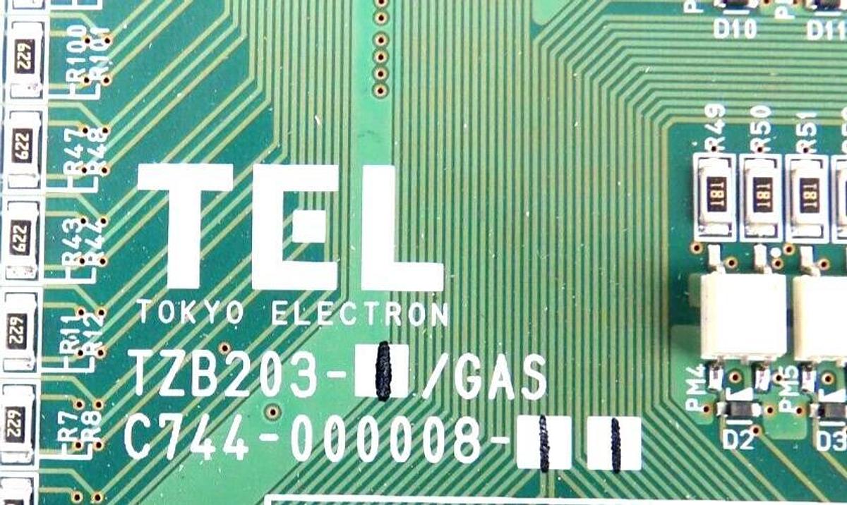 Used TEL Tokyo Electron C744-000008-11 Gas Interface Board PCB TZB203-1/GAS Working