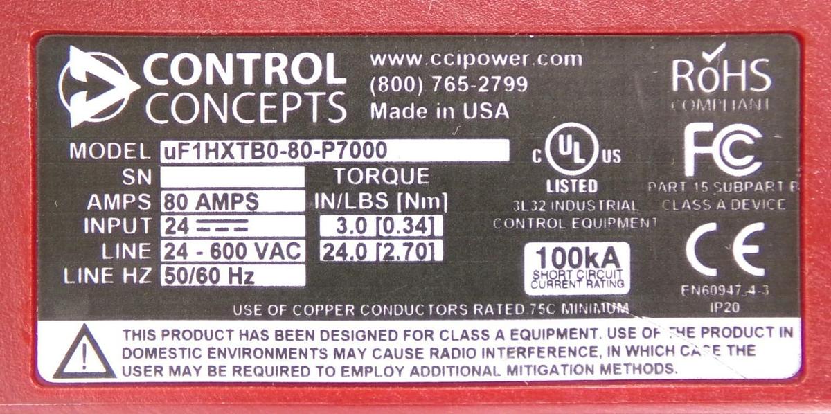 Used Control Concepts uF1HXTB0-80-P7000 SCR Controller MicroFUSION AMAT Lot of 8