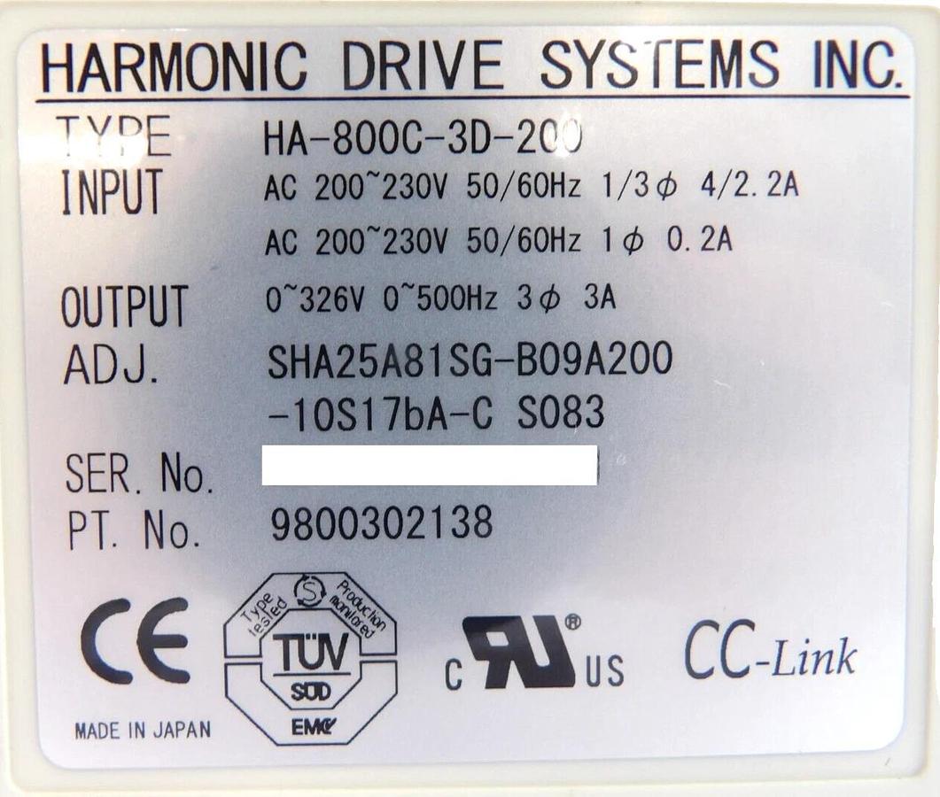Used Harmonic Drive HA-800C-3D-200 HA-800C-1D-200 Servo Drive Lot of 3 Working Spare