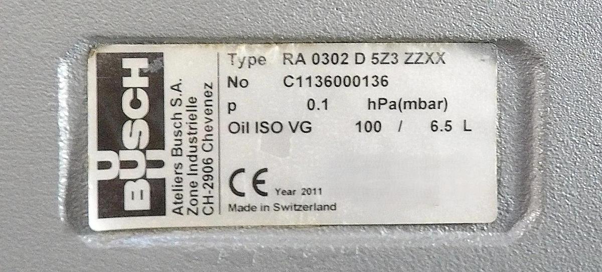 Used Busch RA 0302 D 5Z3 ZZXX Rotary Vane Vacuum Pump System Spare Surplus