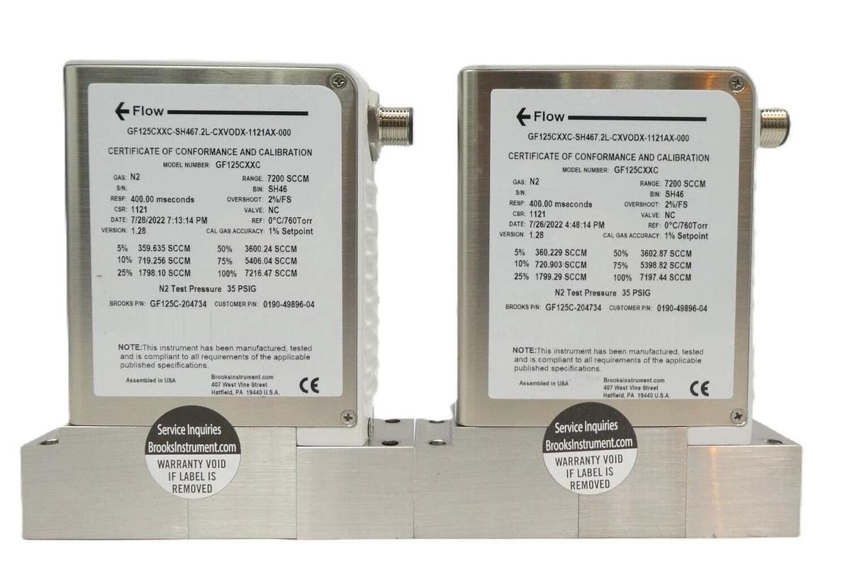 Used Brooks Instrument GF125C Mass Flow Controller MFC GF125CXXC Lot of 8 Working