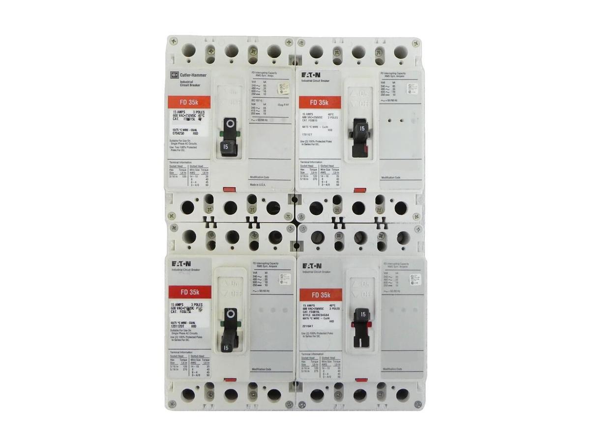 Used Cutler-Hammer FD3015L FD3015 3-Pole Circuit Breaker FD 35k Lot of 4 Working