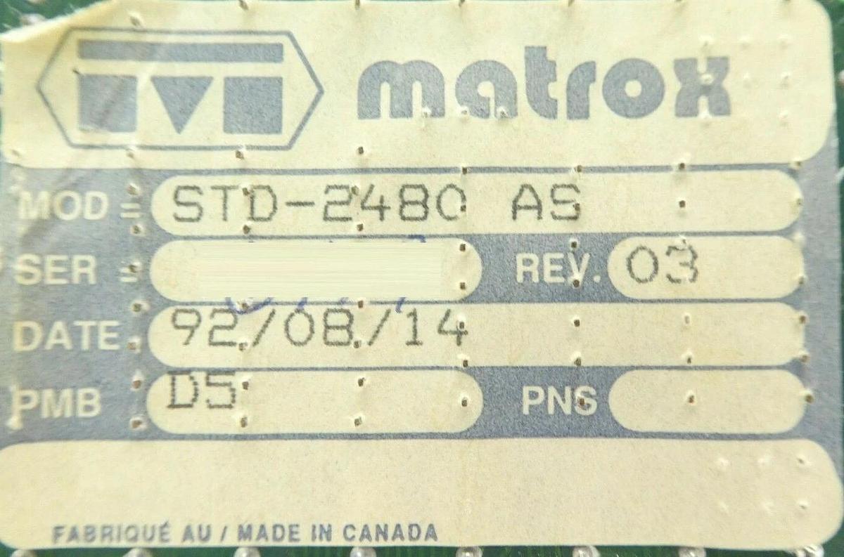 Used Matrox 136-C06-3 PCB Card STD-2480 Lam Research 855-002375-001 Working Surplus