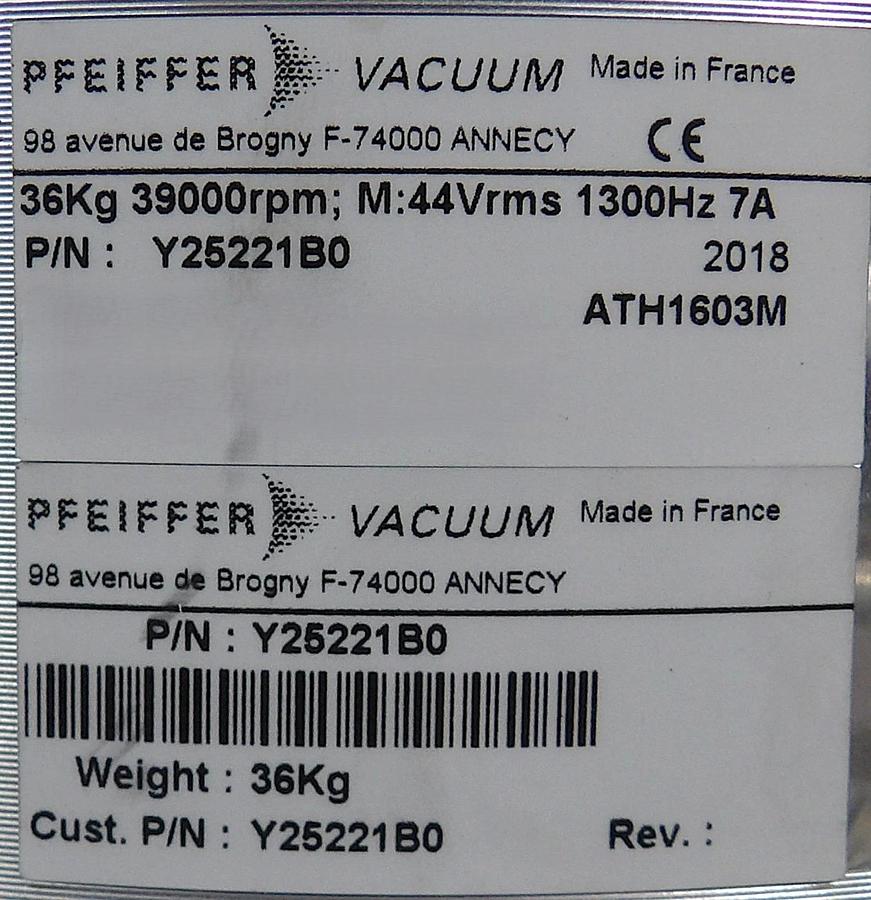 Used ATH 1603M Pfeiffer Vacuum Y25221B0 Turbomolecular Pump with Cable Working