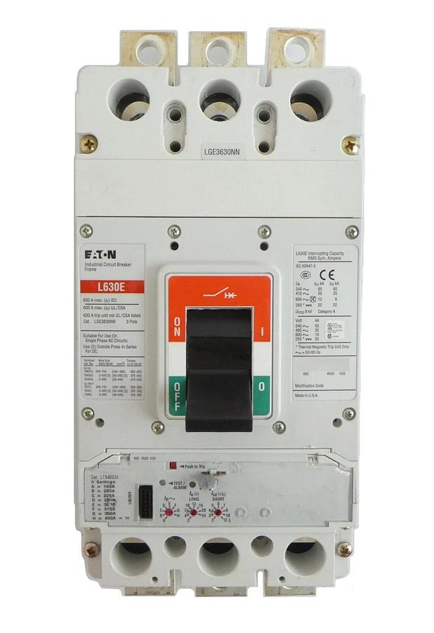 Used Eaton LGE3630NN 3-Pole Industrial Circuit Breaker Assembly L630E Working Surplus