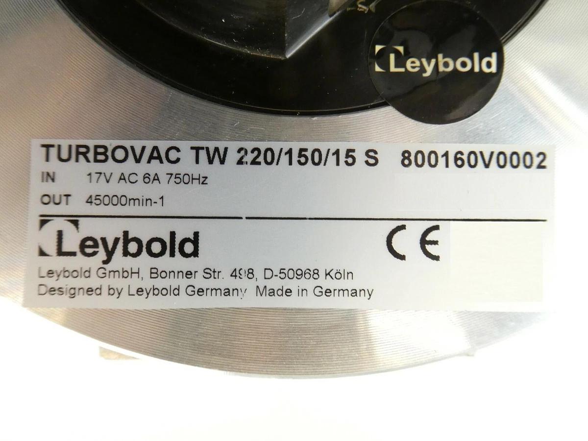 Used TURBOVAC TW 220/150/15 S Leybold 800160V0002 Turbomolecular Pump Turbo Working