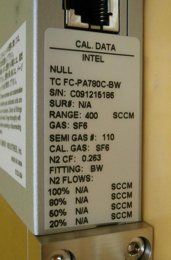 Refurbished Aera TC FC-PA780C-BW Mass Flow Controller MFC FC-PA780c 400 SCCM SF6 Refurbished