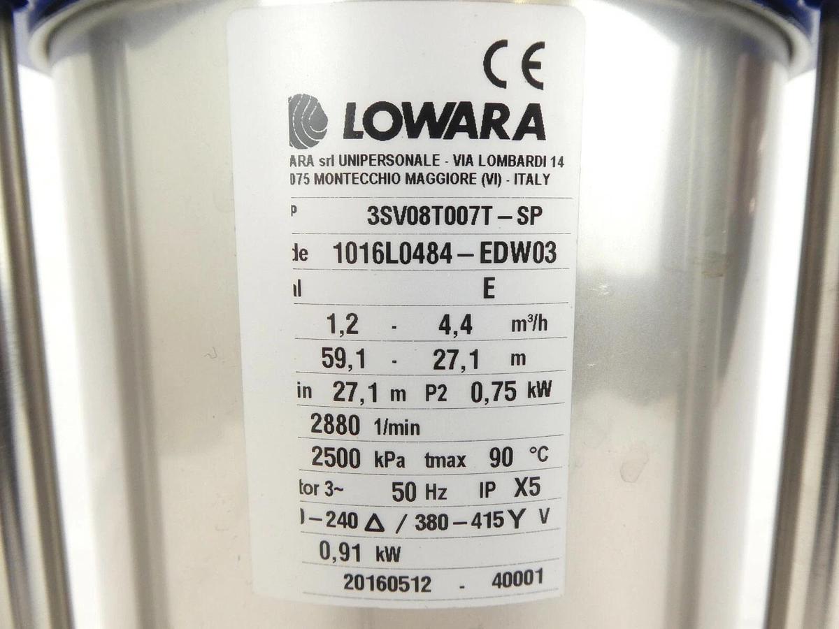 Used Edwards Y11501180 Pump Head Lowara 3SV08T007T-SP 1016L0484-EDW03 Spare Surplus