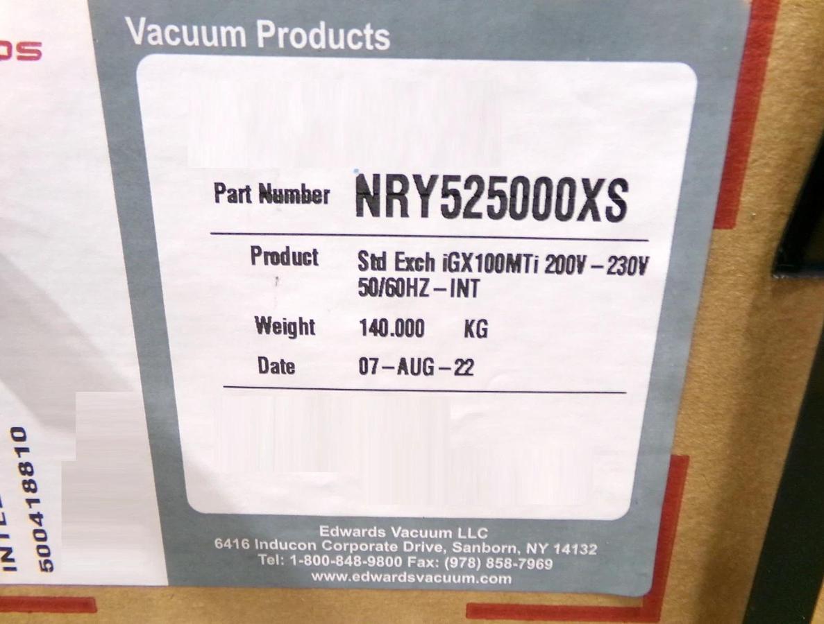 Refurbished IGX100MTi Edwards NRY525000XS Vacuum Dry Pump 500418810 Manufacturer Refurbished