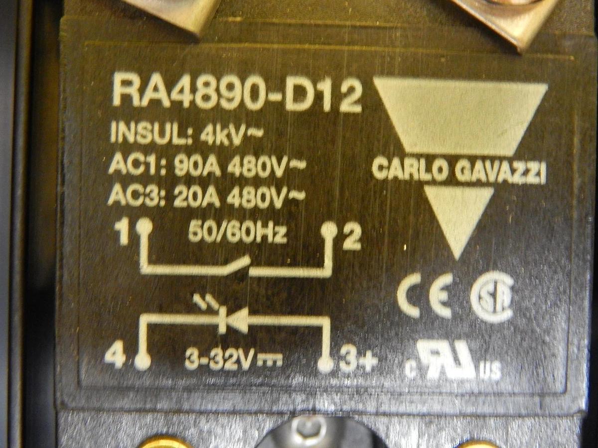 Used Carlo Gavazzi SSRM2.2 Relay Assembly RA4890-D12 90A @ 480VAC Used Working