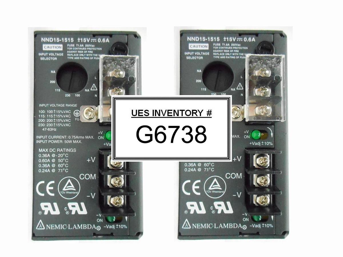 Nemic-Lambda NND15-1515 DC Power Supply Reseller Lot of 2 New Surplus