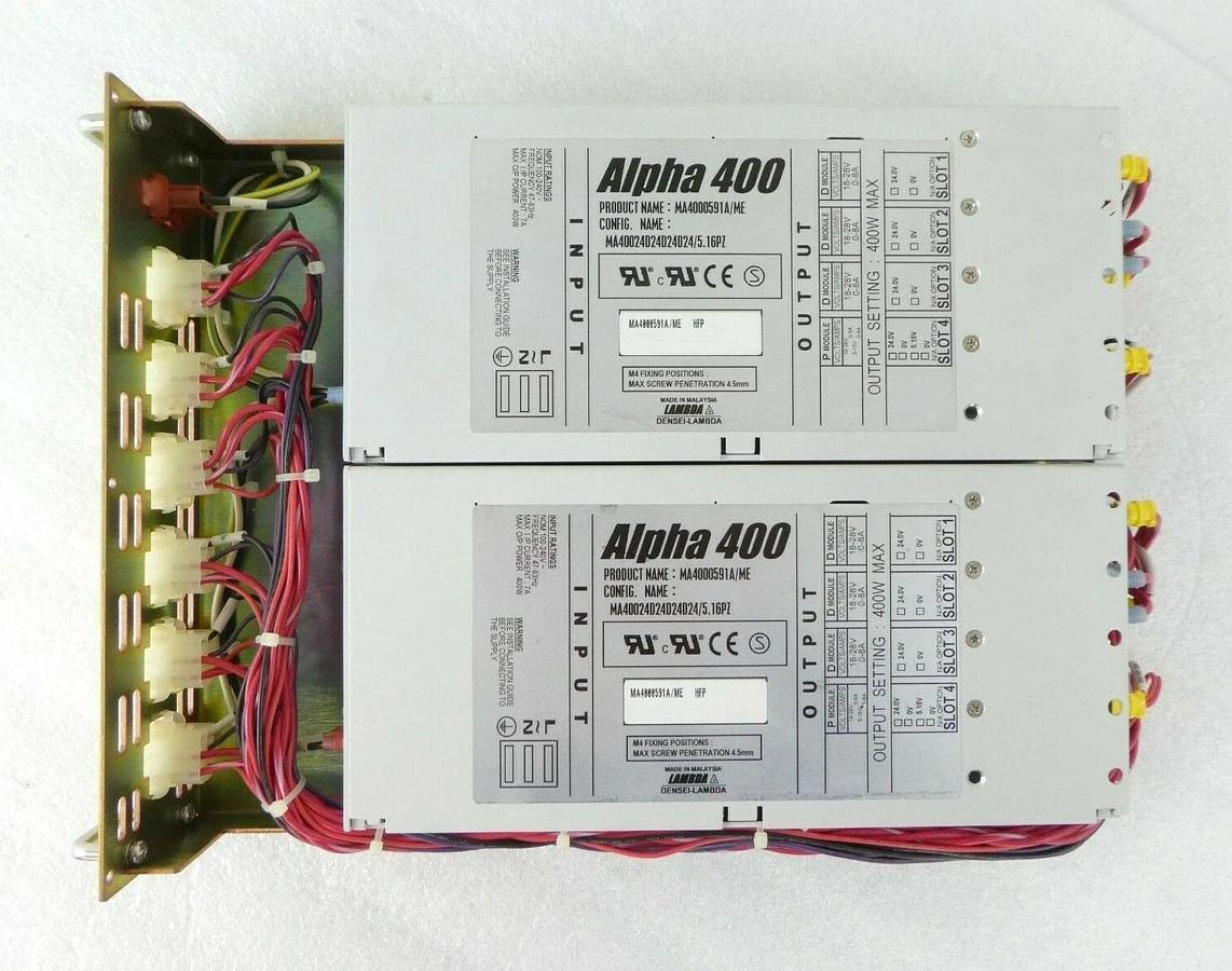 Used ASM 02-30484 Dual Power Supply Tray Densei-Lambda MA4000591A/ME Working Surplus