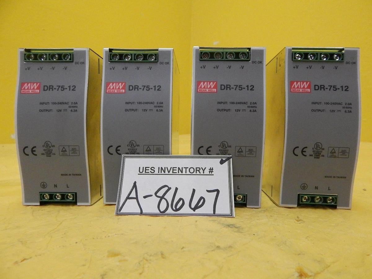 Used Mean Well DR-75-12 12V DC Power Supply Reseller Lot of 4 Used Working