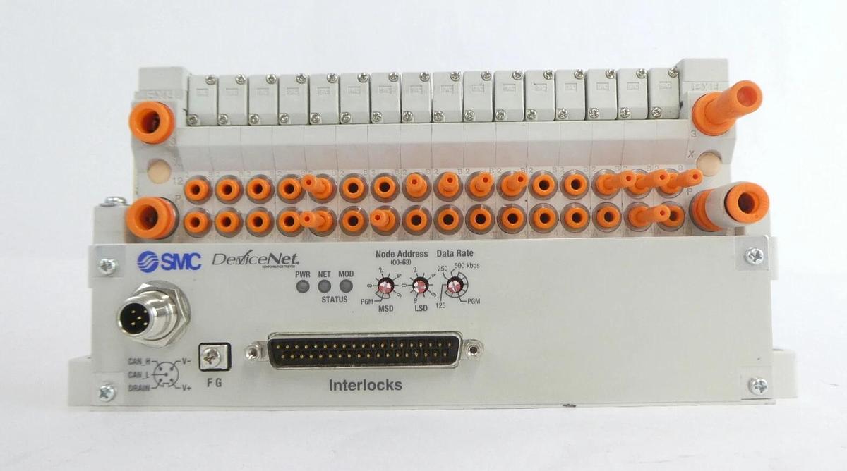 Used SMC VV5Q11-16-X1602 16-Port Manifold Module EX420-SDN2 Lot of 2 Working Surplus