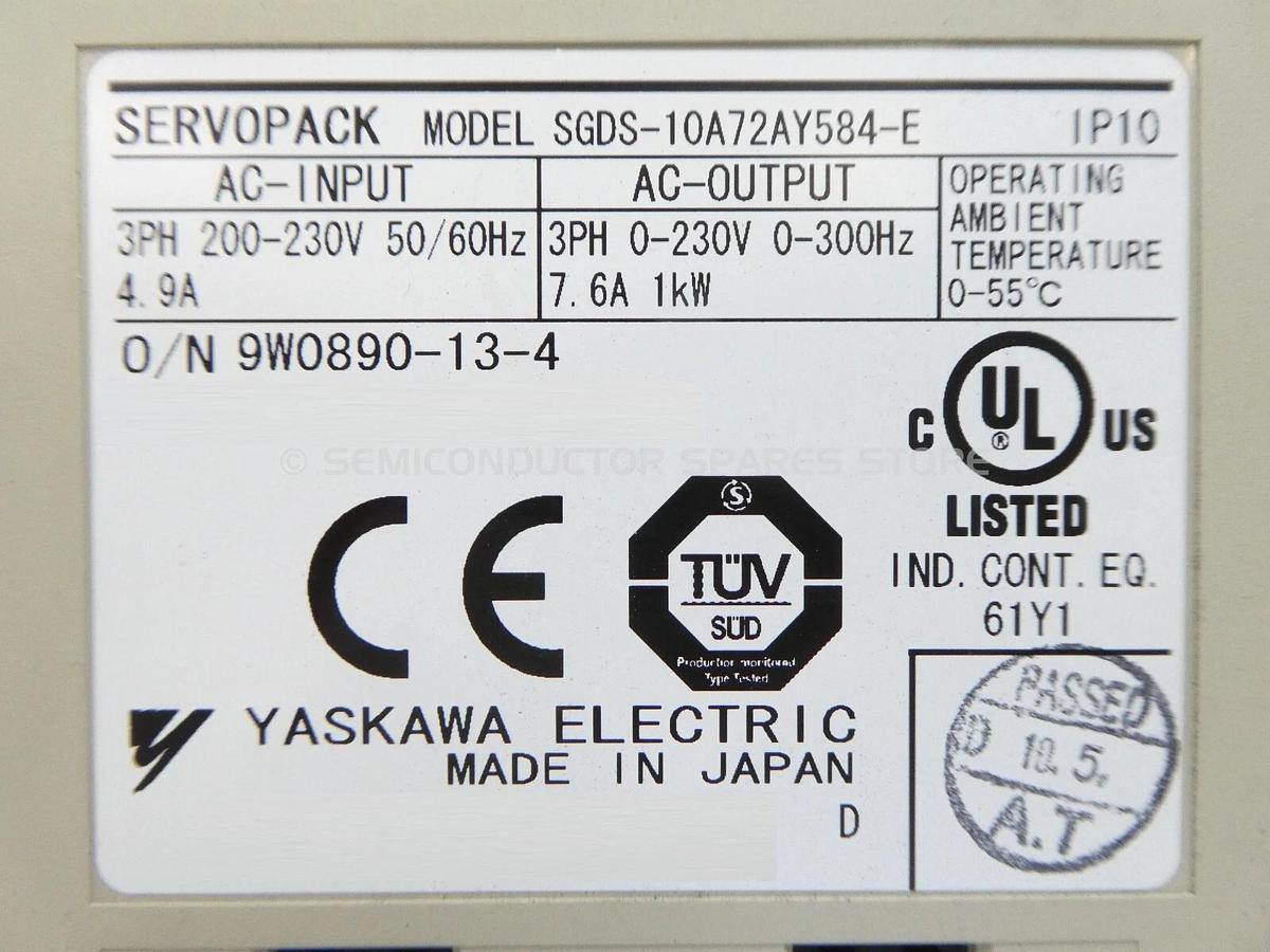 Used Yaskawa Electric SGDS-10A72AY584-E Servo Drive SERVOPACK SynqNet 200V Working