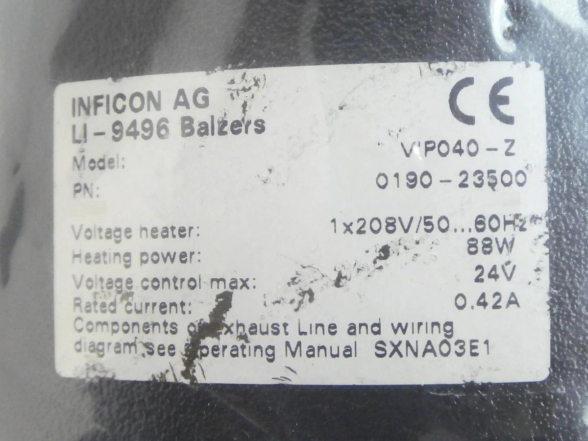 Inficon 0190-23500 Heated Inline Valve VIP040-Z LI-9496 Lot of 2 New