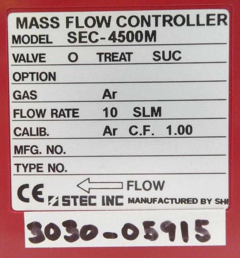 STEC SEC-4500M Mass Flow Controller MFC 10 SLM Ar New Surplus