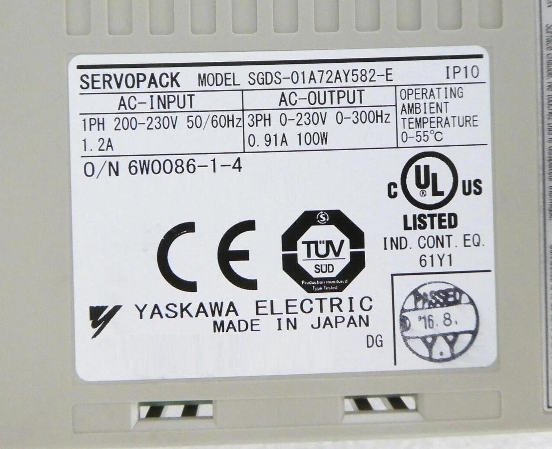 Used Yaskawa Electric SGDS-01A72AY582 Servo Drive SERVOPACK SynqNet Lot of 2 Working