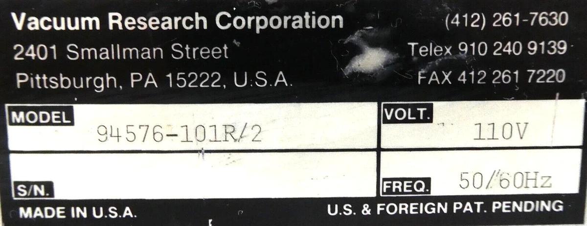 Used Vacuum Research 94576-101R/2 Gate Valve Varian 4" 5860031 Working Surplus