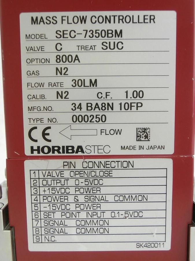 Used Horiba STEC SEC-7350BM Mass Flow Controller MFC 30 LM N2 SEC-7350 Used Working
