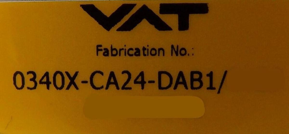 Used VAT 0340X-CA24-DAB1 300mm Pneumatic Slit Valve Working Surplus