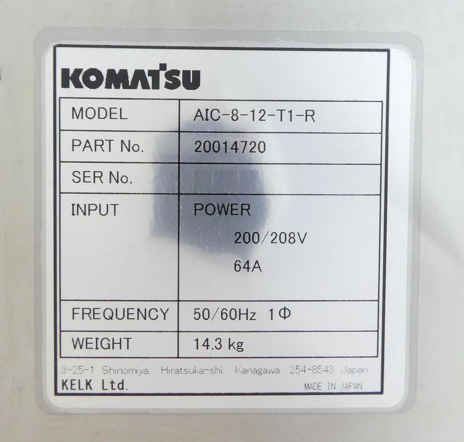 Used Komatsu Electronics 20014720 Temperature Controller AIC-8-12-T1-R Working Spare