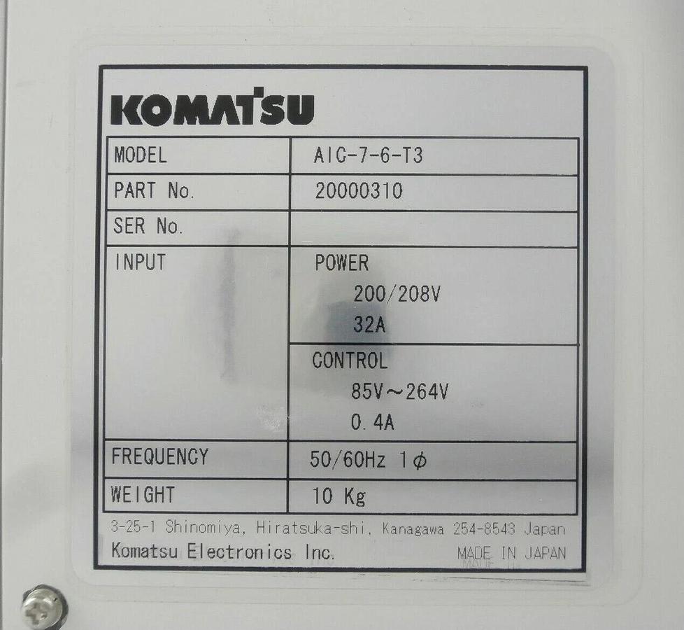 Used Komatsu Electronics 20000310 AIC-7 Temperature Controller AIC-7-6-T3 Working