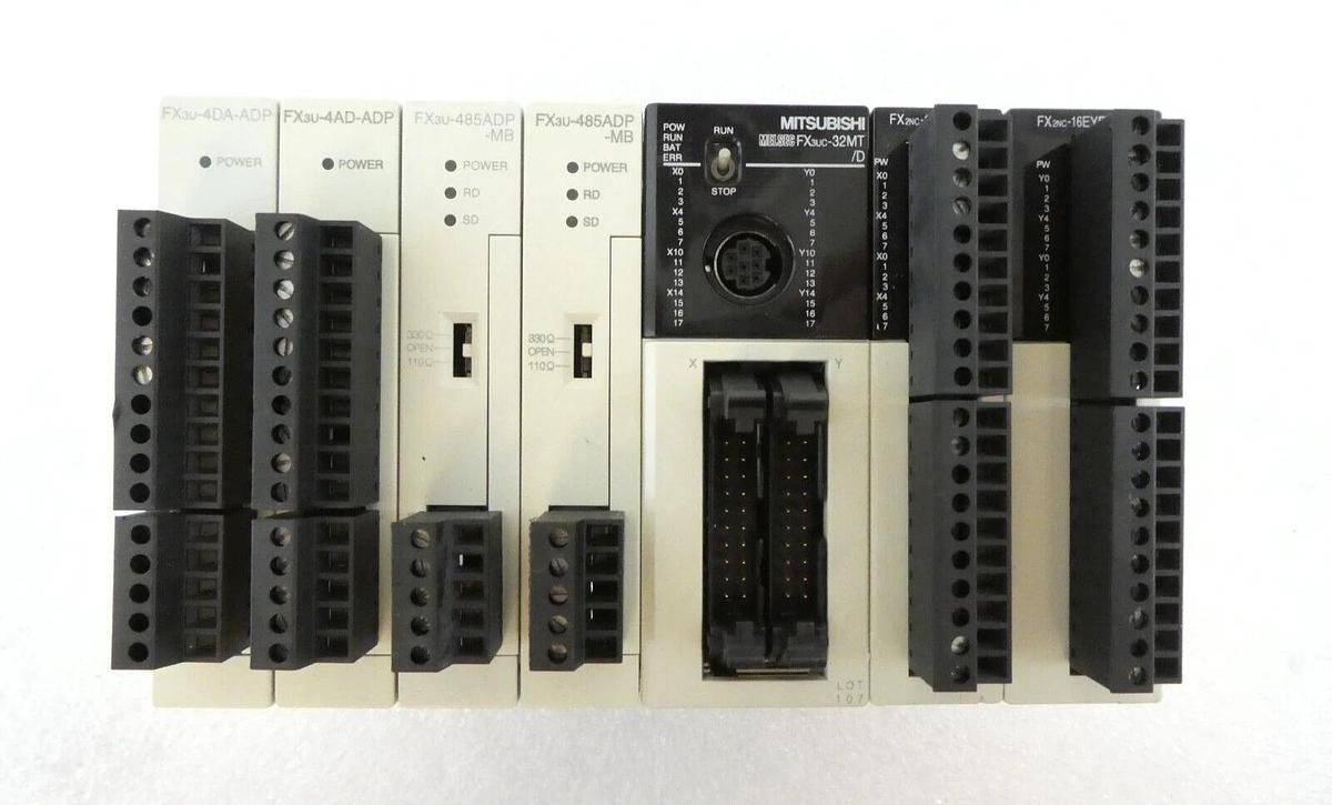 Used Mitsubishi MELSEC PLC Control Assembly FX3UC-32MT/D FX2NC-16EYR-T-DS FX3U Spare