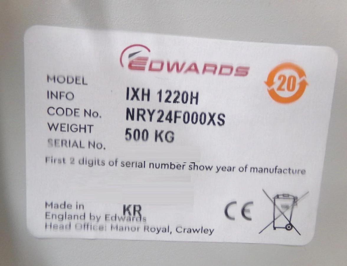 Refurbished iXH1220H Edwards NRY24F000XS Vacuum Pump 500679715 Manufacturer Refurbished
