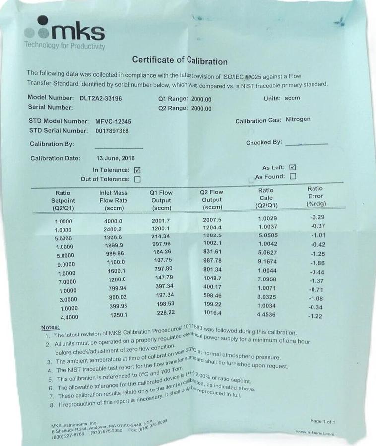 MKS Instruments DLT2A2-33196 Flow Ratio Controller DELTA II AMAT 3030-18360 New