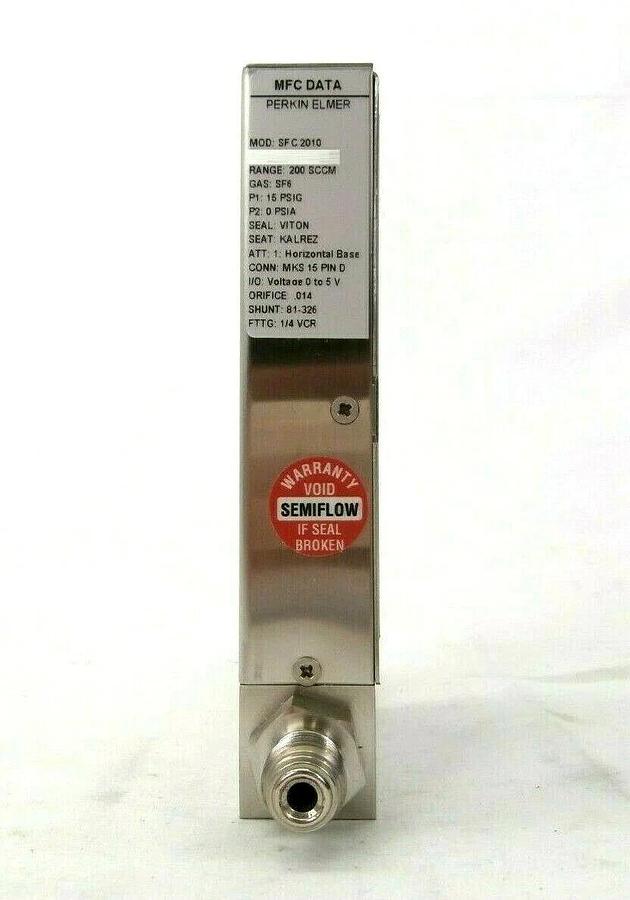 Used Perkin-Elmer SFC 2010 Mass Flow Controller MFC DNA 200 SCCM SF6 Working Spare