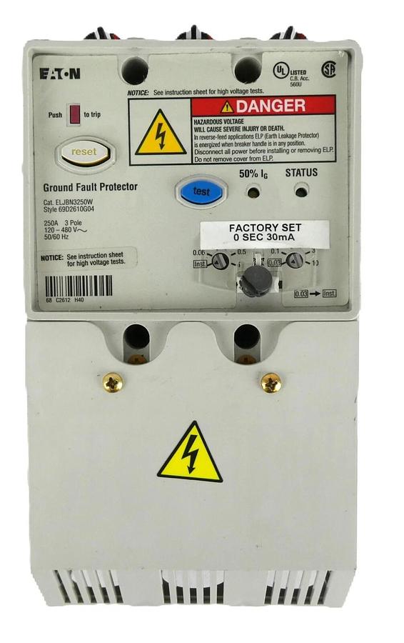 Used Eaton ELJBN3250W Industrial Circuit Breaker 69D2610G04 G Series Working Spare