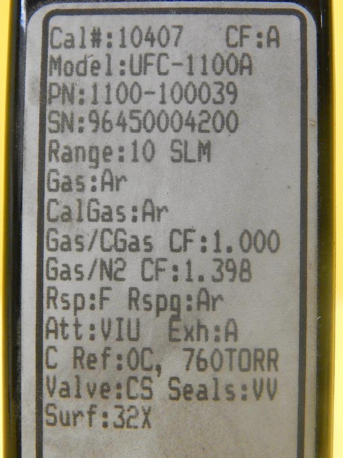 Used UNIT Instruments 1100-100039 Mass Flow Controller MFC UFC-1100A 10 SLM Ar Used
