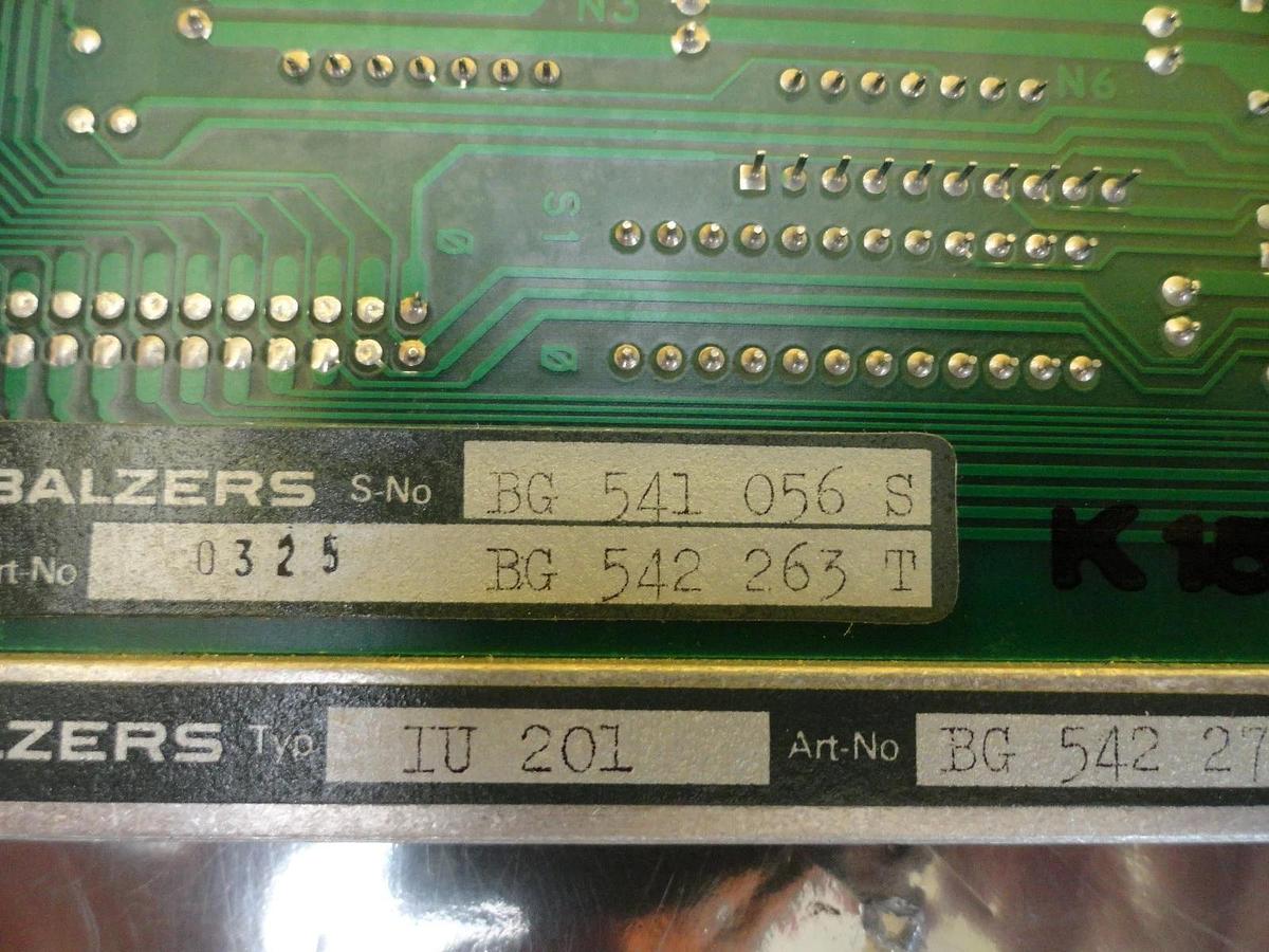 Used Balzers BG 542 272 T Indicator Display IU 201 PCB Card BG 542 263 T Used Working