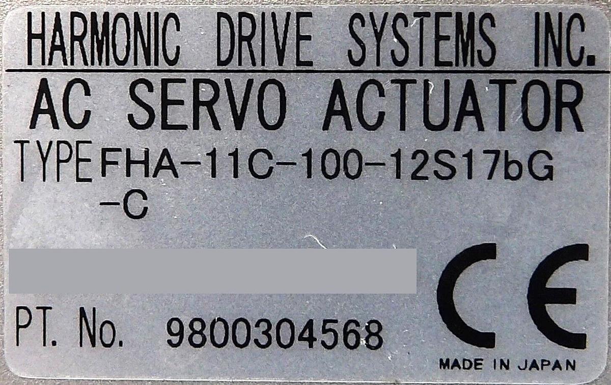 Used Harmonic Drive Systems 9800304568 Servo Actuator FHA-11C-100-12S17bG-C Working