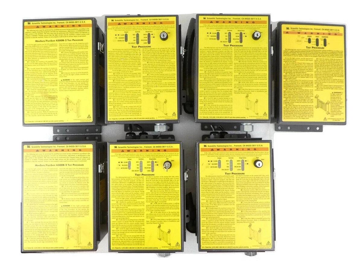 Used Sti Light Curtain Controller MiniSafe FlexSafe Series Lot of 7 Working Surplus