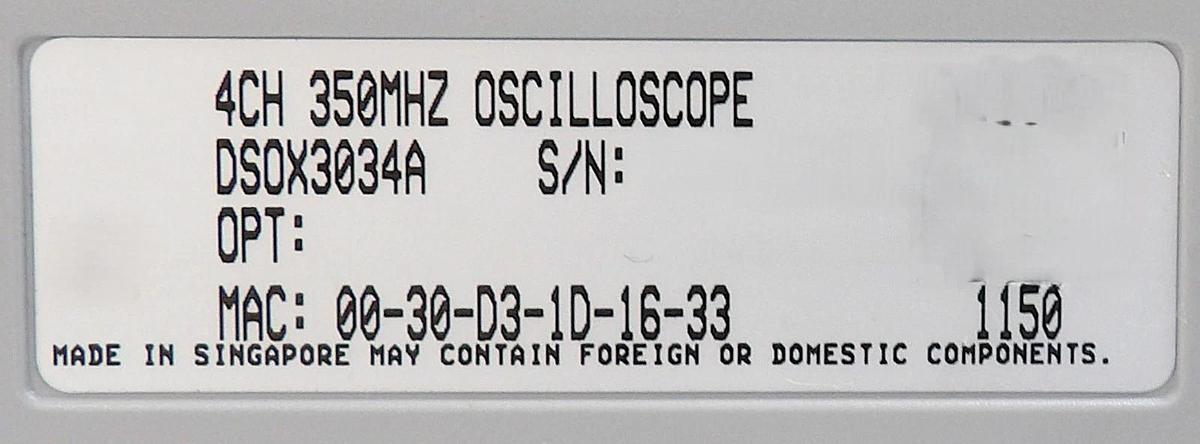 Used Agilent DSO-X 3034A 350 MHz Digital Storage Oscilloscope InfiniiVision Untested