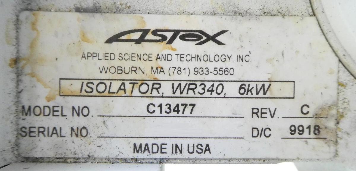 Used ASTeX C13477 Magnetron Waveguide Assembly D13604 with Adjustable Tuners Working